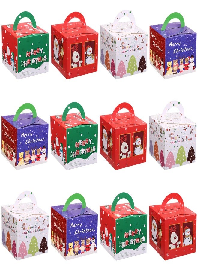 جي هول مجموعة علب بسكويت عيد الميلاد من GWHOLE، 12 قطعة، بمقابض، علب هدايا عيد الميلاد، 4 أنماط - Image 1